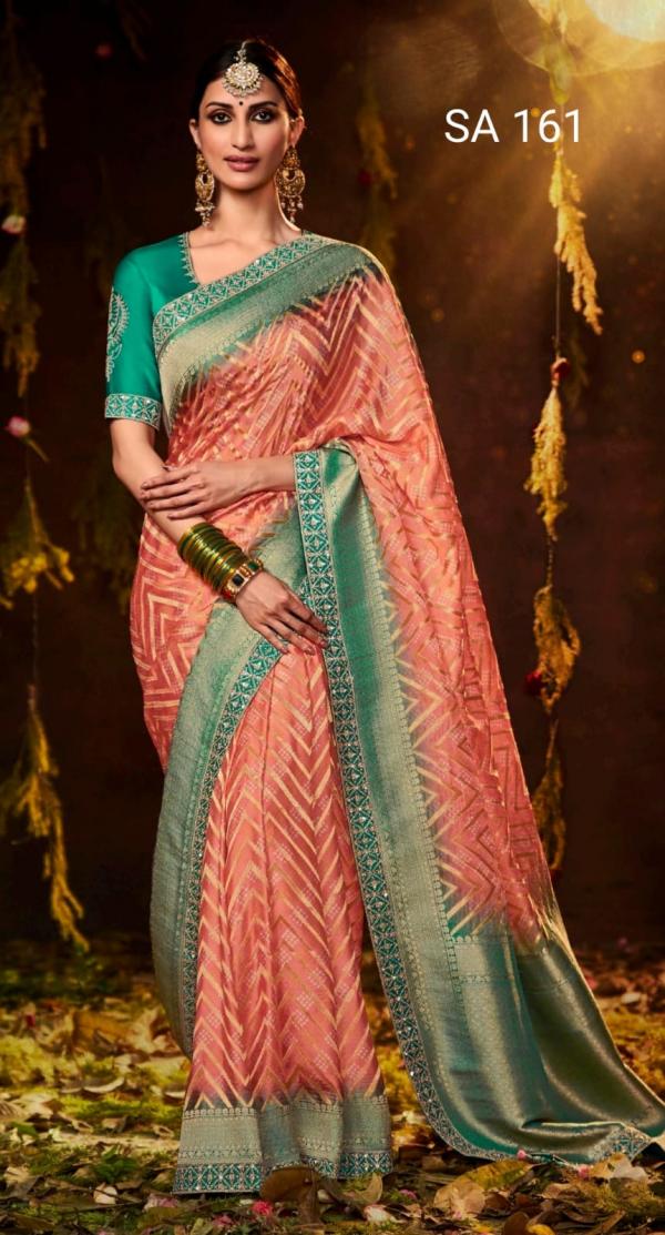 Kimora Sindhuri Bandhej Embroidery Saree Collection